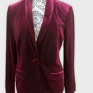 Burgundy velvet petite blazer